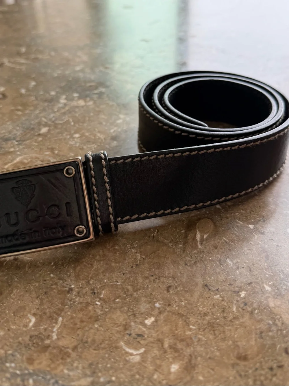 Gucci Rare Black belt with contrast stitching - Picture 4 of 8